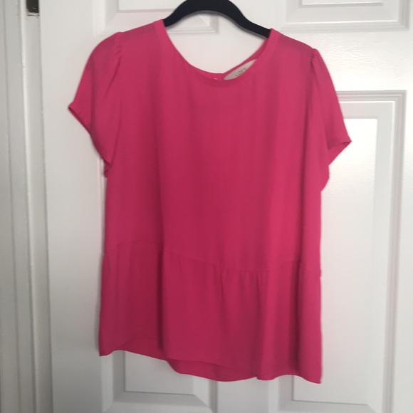 LOFT Spring Pink Peplum Short Sleeve Top - Picture 5 of 9